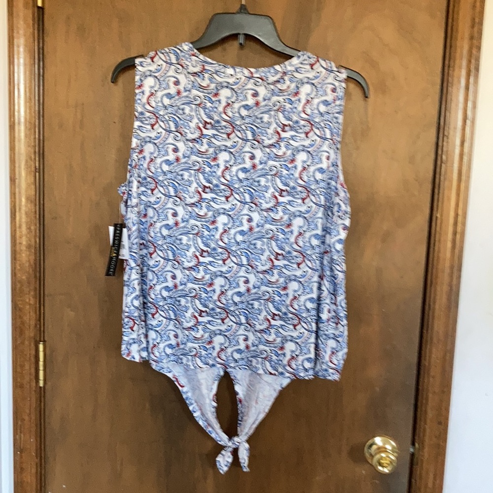 Preswick & Moore top paisley floral print top w stretch & tie detail 2X - Picture 15 of 17